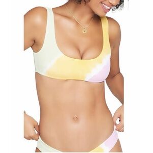 L*SPACE Diagonal Sunburst Lizzy Tie Dye Bikini Top Size Large